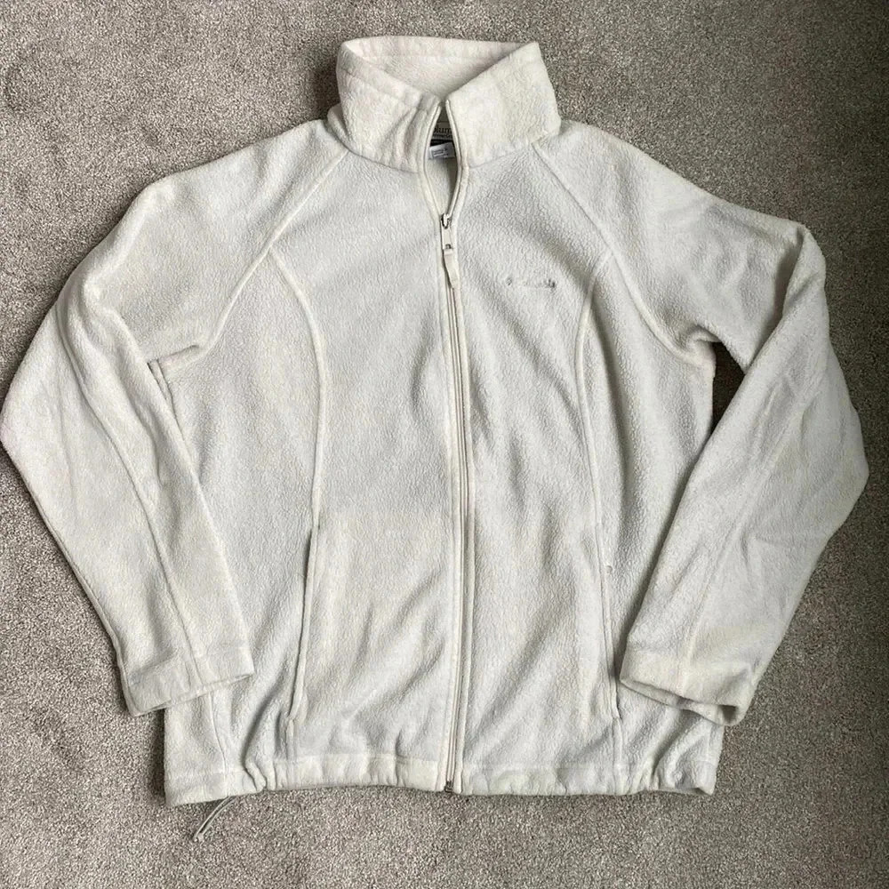 Columbia Sportswear Fleece Full Zip Up Jacket White Plush Pearl Size L